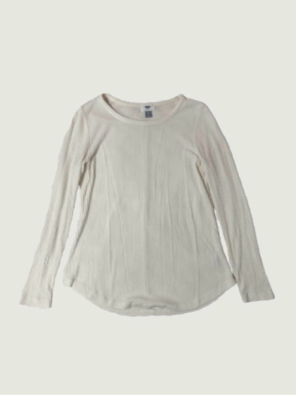 Old Navy Cream Ribbed Long-Sleeve Scoop Neck Tee